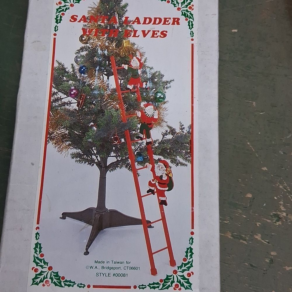 Vintage Santa Ladder With Elves by Mr. Christmas